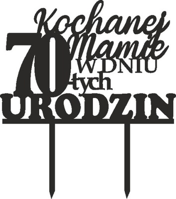 Topper napis Kochanej mamie , urodziny, cyfra