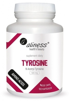 Aliness N-Acetyl-Tyrosine tyrozyna 500 mg pamięć sen 100 kapsułek