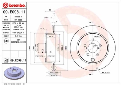 DISCO DE FRENADO SUBARU BREMBO BRE09.E098.11  