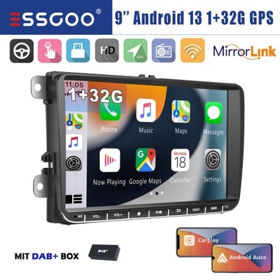 RADIO DE AUTOMÓVIL 32G DAB PARA VW T5 BORA PASSAT POLO ANDROID 13 CARPLAY GPS  