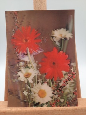 Pocztówka trójwymiarowa kwiaty