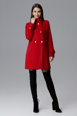FIGL Klasyczny płaszcz M623 ze stójką czerwony S