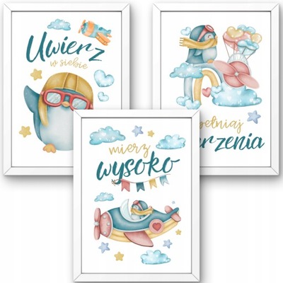 ZESTAW 3 PLAKATY A3 OBRAZKI DO POKOJU DZIECIĘCEGO