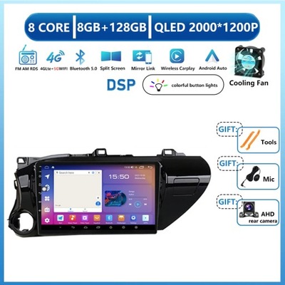 RADIO DE AUTOMÓVIL CON NAVEGACIÓN GPS ANDROID13 PARA TOYOTA HILUX REVO VIGO IMV 2016-2020  