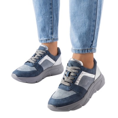 Niebieskie perforowane sneakersy Trecasali r.37