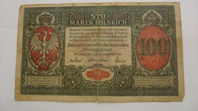 Banknot 100 marek polskich 1916 Generał A stan 5