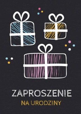 ZAPROSZENIE ZAPROSZENIA URODZINY Czarne Prezenty!