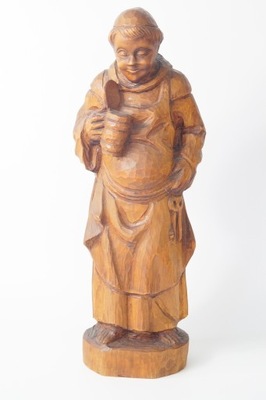 Mnich drewniana rzeźba próba wina figura