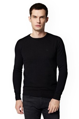 Sweter Męski Czarny Bawełniany O-neck Tony Lancerto XL