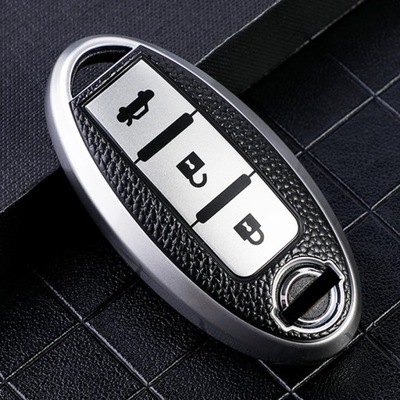 SILVER DTPU LEATHER AUTO KEYS KLAWISZOWY FOR NISSAN LEAF MICRA QASHQ  