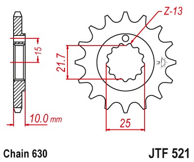 ЗУБЧАТКА ПЕРЕДНЯ JTF521-15 15Z РОЗМІР 630