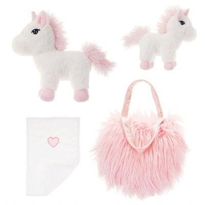 MASKOTKA PLUSZAK JEDNOROŻCE MATKA I DZIECKO Z TOREBKĄ I KOŁDRĄ , PREZENT