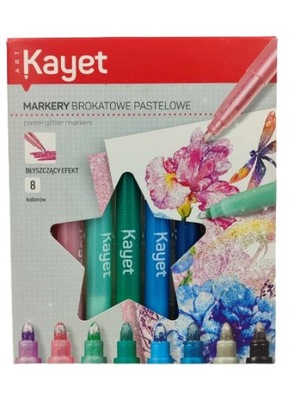 Markery BROKATOWE Pastelowe Kayet Art 8 szt GLITTER PASTEL