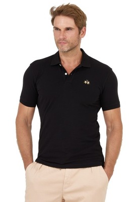 LA MARTINA - Czarna koszulka polo z małym logo XL