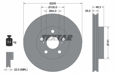 DISCO DE FRENADO TEXTAR 92225003 TOYOTA  