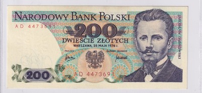 200 Złotych Polska 1976 -UNC Seria AD L5