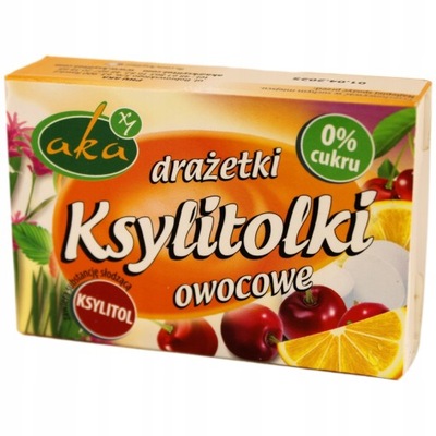 Ksylitolki drażetki pudrowe owocowe 40g b/c AKA