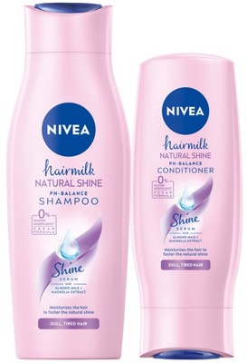 NIVEA HAIRMILK Natural Shine szampon + odżywka