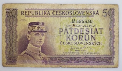 50 koron 1945 Czechosłowacja seria JA