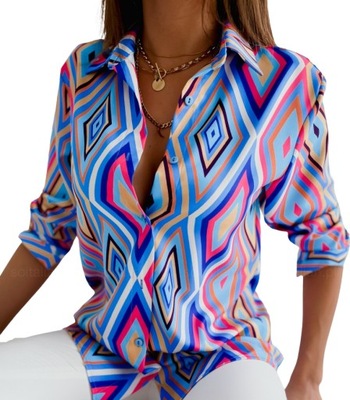 Koszula damska geometryczny wzór stylowa 42 XL