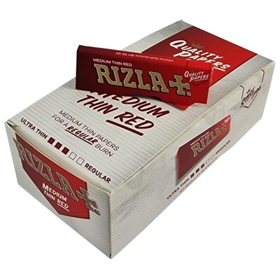 50 x Bibułki bletki do skrętów RIZLA MEDIUM RED krótkie do tytoniu suszu