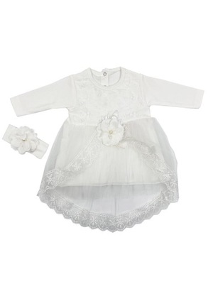 Biała elegancka sukienka niemowlęca OKAZJONALNA 74