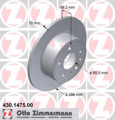 ZIMMERMANN OPEL VECTRA B 286MM ДИСКИ ТОРМОЗНЫЕ ЗАД 430.1475.20