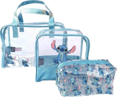 DISNEY KOSMETYCZKA ZESTAW 3 SZT STITCH prezent brokat