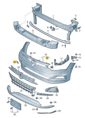 ЗАГЛУШКА UCHA КРЮКА БАМПЕРА VW POLO 2G ASO