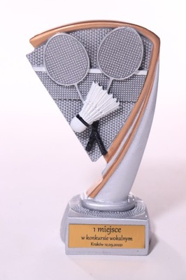 Statuetka badminton 17 cm nadruk gratis