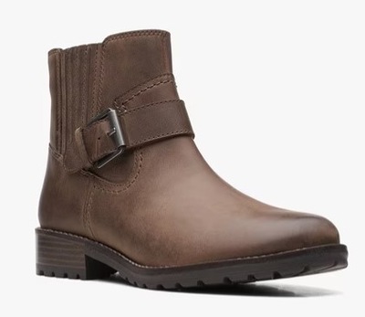 CLARKS DAMSKIE BOTKI BRĄZOWE SKÓRZANE 39 1ŻTA