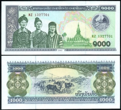 $ Laos 1000 KIP P-32Ab UNC 2003