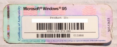 Naklejka Microsoft Windows 95 klucz