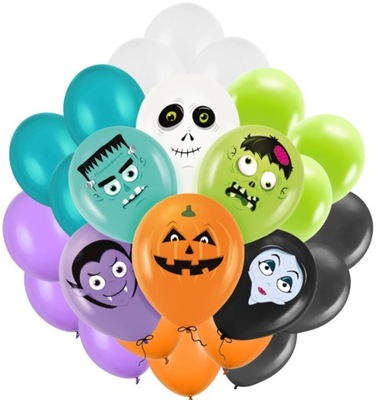Balony Halloween Monsters Zestaw MIX 24 szt.