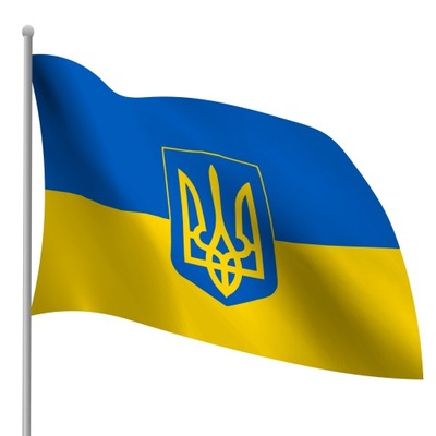 Flaga Ukrainy z herbem 150 x 90cm Flagi Ukraina
