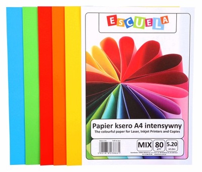 Papier Ksero Kolorowy A4 80g MIX Origami 100 ark