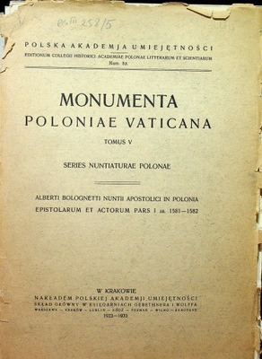 Monumenta Poloniae Vaticana Tomus V ok 1933 r