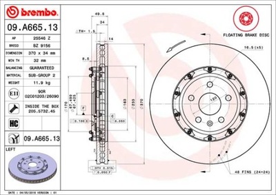 BREMBO 09.A665.13 DISCO DE FRENADO  