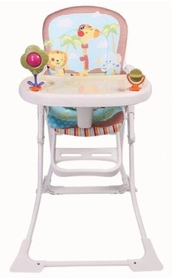 Krzesełko do karmienia Star Ibaby z tacką i zabawkami lekkie regulowane