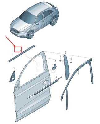 Audi q3 8u передняя часть left inner door window отверстие уплотнитель 8u0837479b фото №1