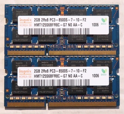 Pamięć 4GB (2x2GB) DDR3 PC3-8500S 1066MHz SODIMM HYNIX