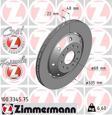 ZIMMERMANN 100.3345.75 ДИСК ТОРМОЗНОЙ