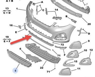 Peugeot 108 2014- спойлер бампера перед новый оригинальный номер фото №1