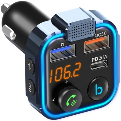 TRANSMISOR FM BLUETOOTH TRAGALUZ DISPOSITIVO DE CARGA QC USB PD  