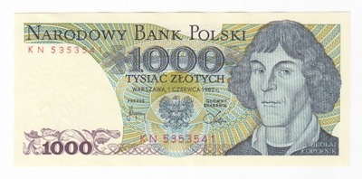 Banknot 1000 zł 1982, seria KN, UNC/UNC-