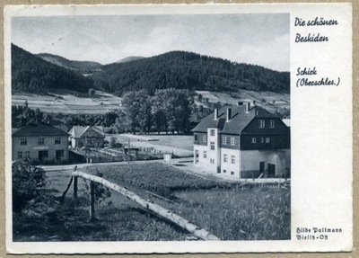 Szczyrk. Fragment miejscowości. Nakł. Hilde Pallmann, Bielitz. 1941 rok.
