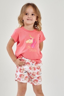 Piżama dziewczęca98,Jednorożec, krótki rekaw, spodnie