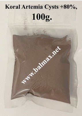 Artemia, Koral Artemia Cysts +80% 100g, do wylęgu, pokarm dla ryb, 100g