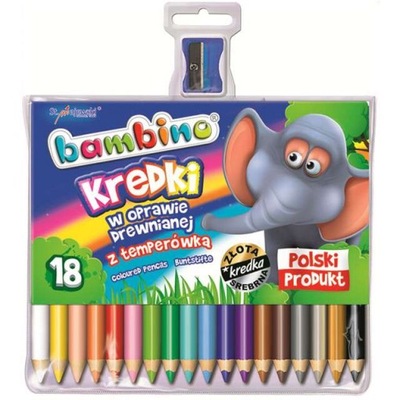 KREDKI ołówkowe BAMBINO z temperówką 18 kolorów