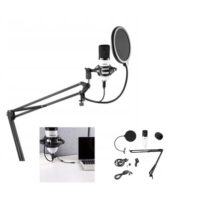 Mikrofon pojemnościowy USB+ STATYW/GAMER YOUTUBE